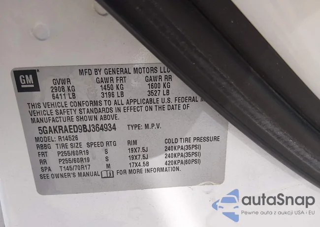 5GAKRAED9BJ364934: 43947960