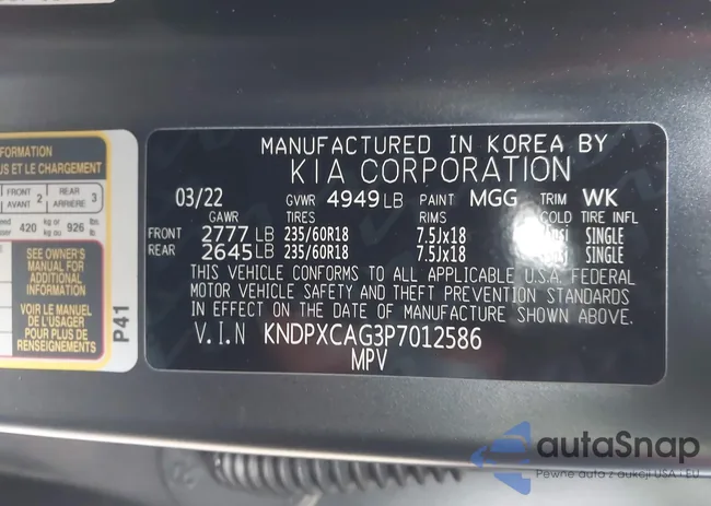 KNDPXCAG3P7012586: 43947967