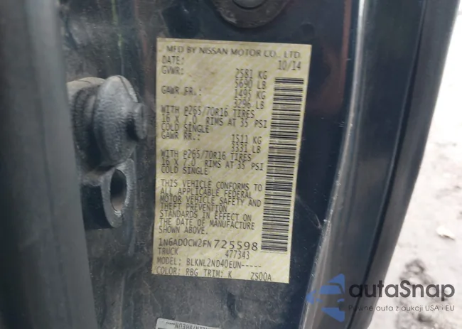 1N6AD0CW2FN725598: 43948100