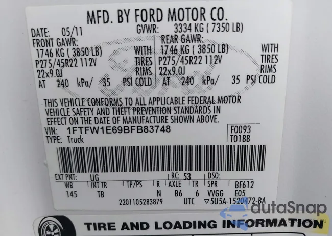 1FTFW1E69BFB83748: 43948174