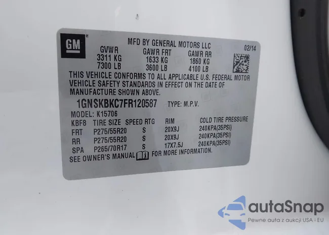 1GNSKBKC7FR120587: 43948247