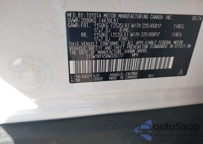 2T3W1RFV5RW335777: 43948255