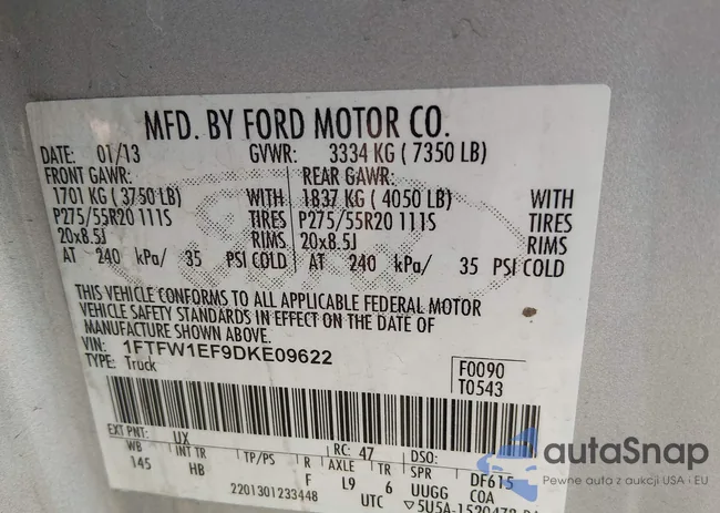 1FTFW1EF9DKE09622: 43948264