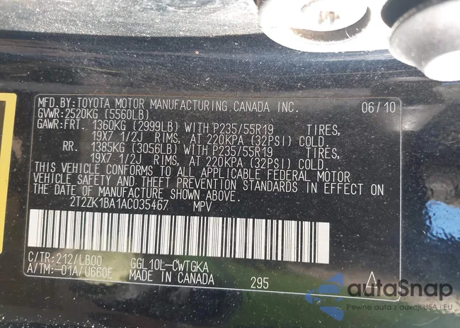 2T2ZK1BA1AC035467: 43947403