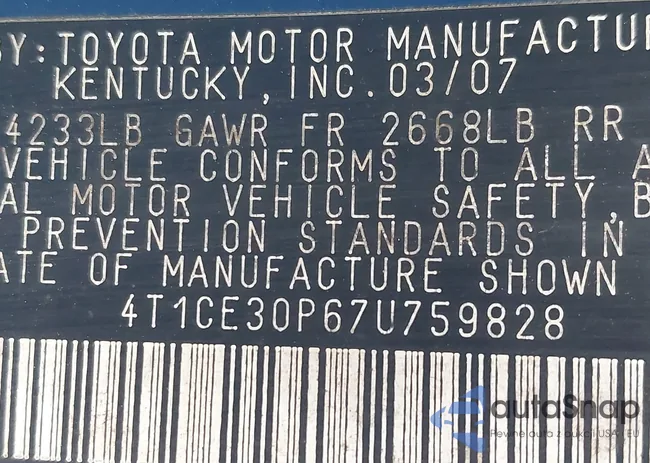 4T1CE30P67U759828: 43947513