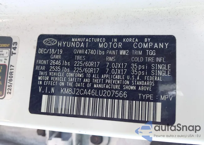 KM8J2CA46LU207566: 43947515