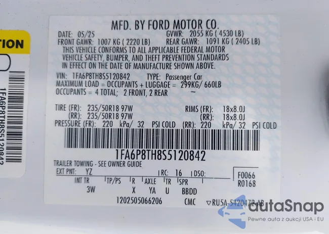 1FA6P8TH8S5120842: 43947605