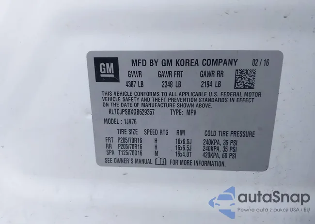 KL7CJPSBXGB629357: 43947647