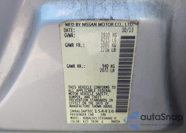 1N4AL3AP3EC154416: 43947722