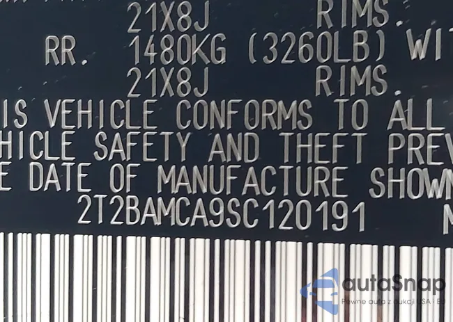 2T2BAMCA9SC120191: 43947743