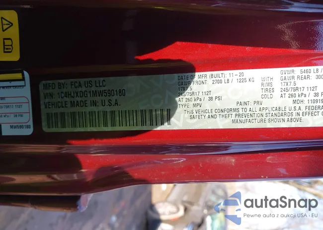 1C4HJXDG1MW590180: 43949286