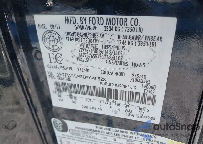 1FTFW1EF8BFC40523: 43948448