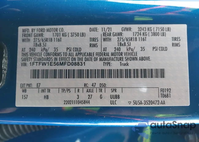 1FTFW1E56MFD08831: 43948553