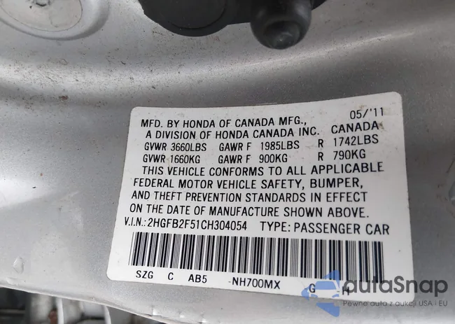 2HGFB2F51CH304054: 43948624