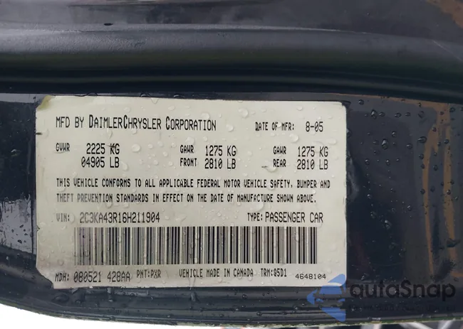 2C3KA43R16H211904: 43948671