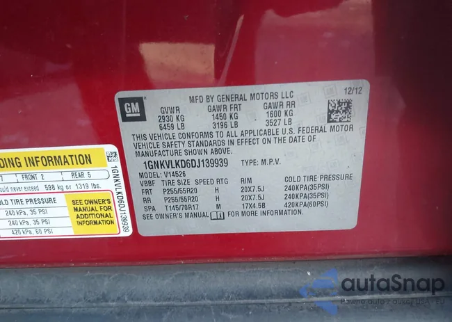 1GNKVLKD6DJ139939: 43949761