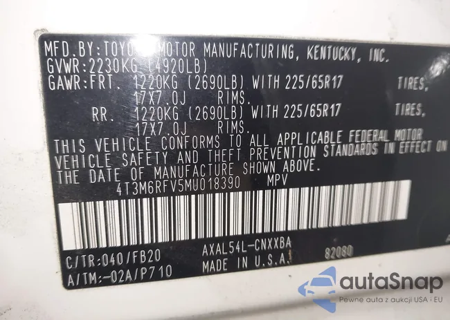 4T3M6RFV5MU018390: 43949832