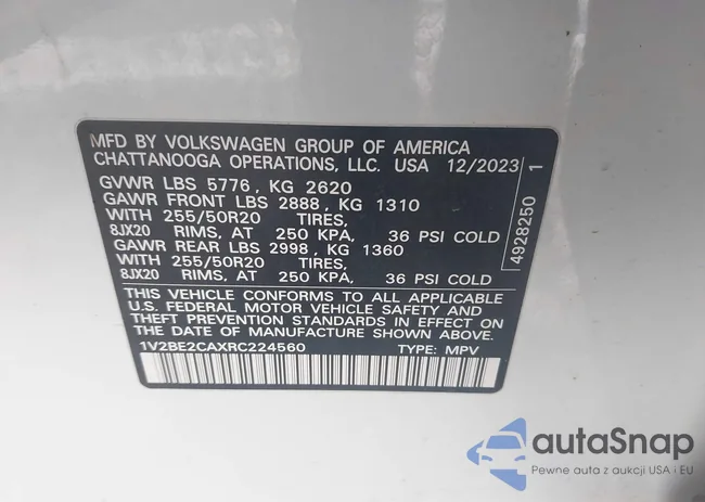 1V2BE2CAXRC224560: 43950179