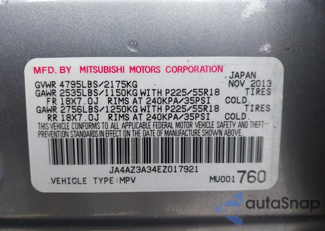 JA4AZ3A34EZ017921: 43950227