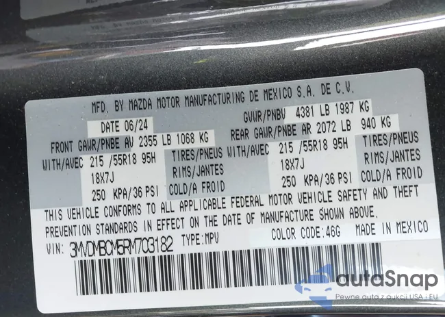 3MVDMBCM5RM703182: 43950257