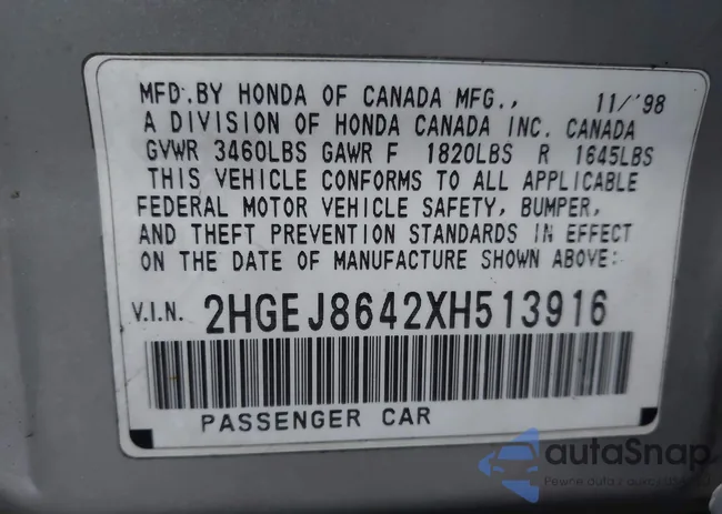 2HGEJ8642XH513916: 43950282