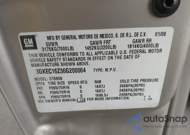 3GKEC16Z36G200064: 43950314