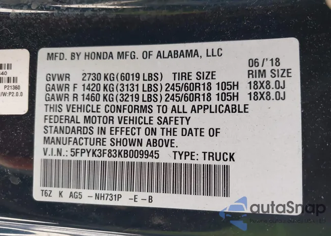 5FPYK3F83KB009945: 43949378