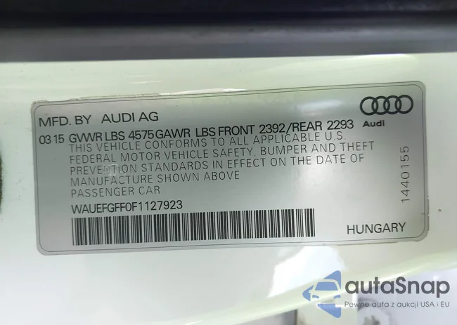 WAUEFGFF0F1127923: 43949399