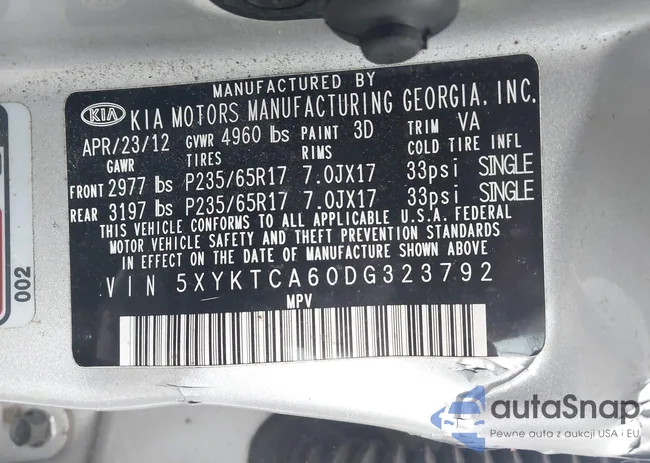 5XYKTCA60DG323792: 43949474