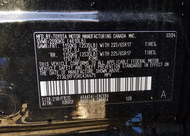 2T3G1RFV5RC434475: 43949563