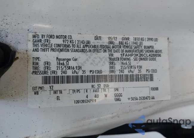 1FAHP3K26CL428856: 43949570