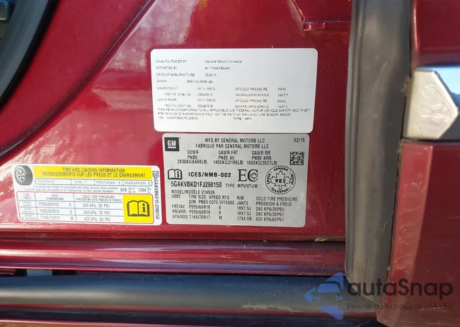 5GAKVBKD1FJ298150: 43949582