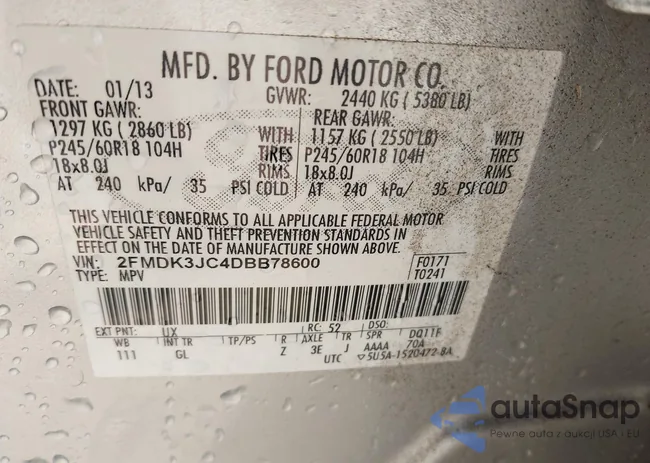 2FMDK3JC4DBB78600: 43950907