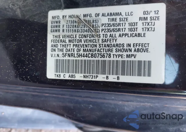 5FNRL5H44CB075678: 43950957