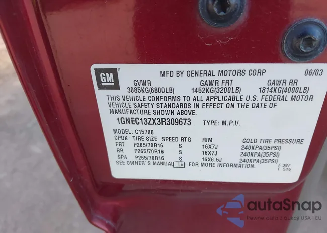 1GNEC13ZX3R309673: 43951041