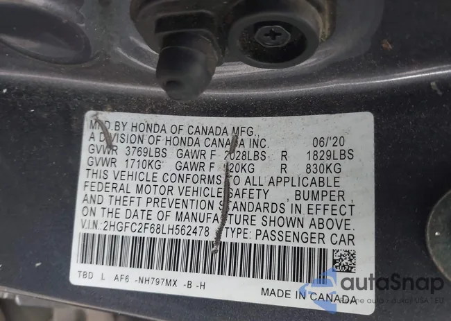 2HGFC2F68LH562478: 43951305