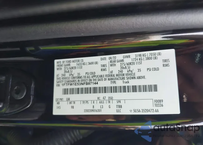 1FTFW1E53NFB87144: 43951314