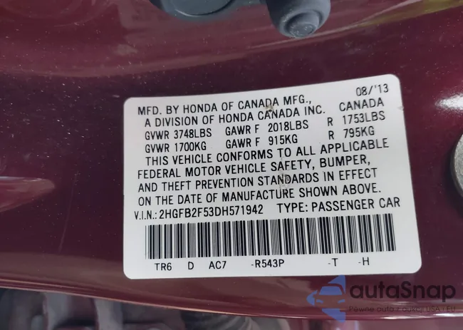 2HGFB2F53DH571942: 43951326