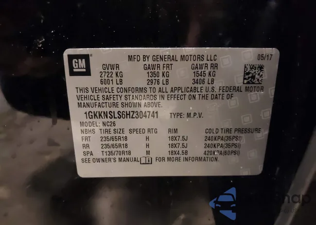 1GKKNSLS6HZ304741: 43950493