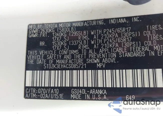 5TDZK3EH4CS085721: 43950496