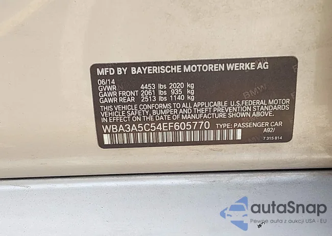 WBA3A5C54EF605770: 43950652