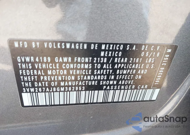 3VW267AJ8GM382953: 43951774