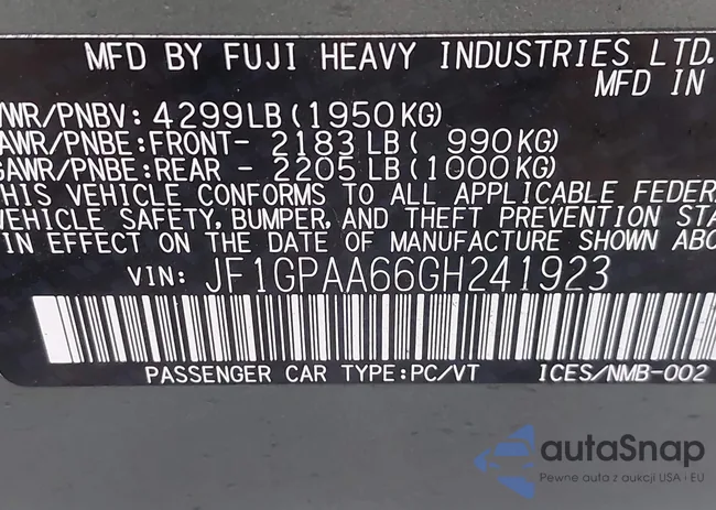 JF1GPAU61F8319910: 43951858