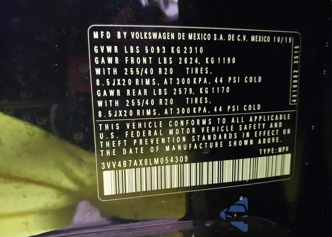 3VV4B7AX8LM054309: 43951887