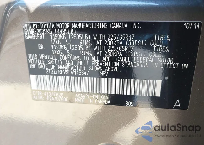 2T3ZFREV9FW145847: 43951922