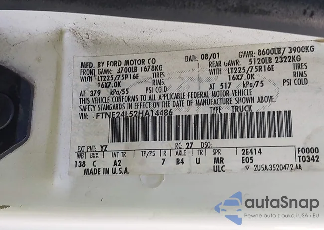 1FTNE24L52HA14486: 43951930