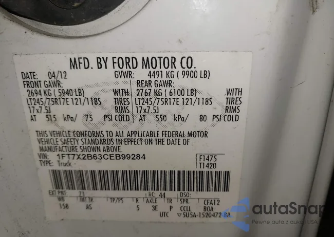 1FT7X2B63CEB99284: 43952013