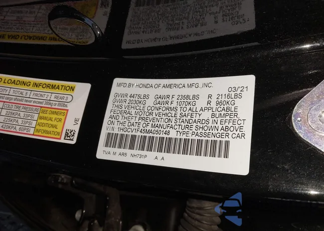 1HGCV1F45MA050148: 43952147