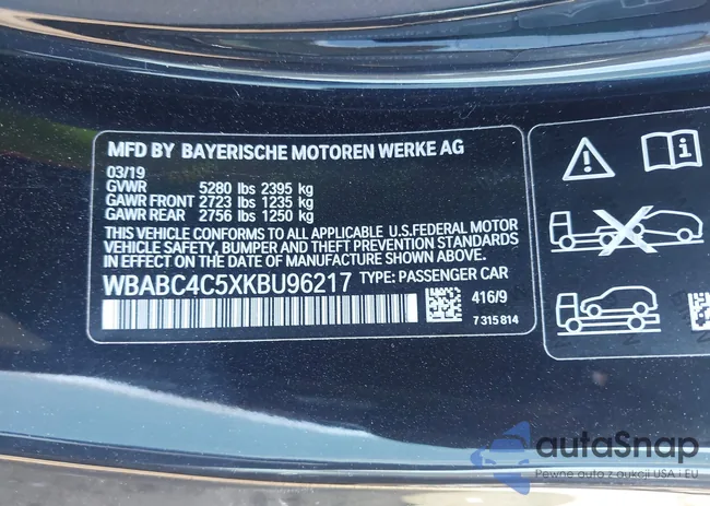 WBABC4C5XKBU96217: 43952171