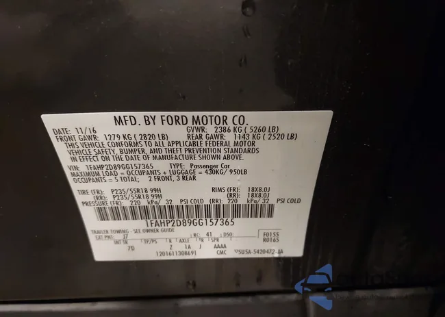 1FAHP2D89GG157365: 43952182